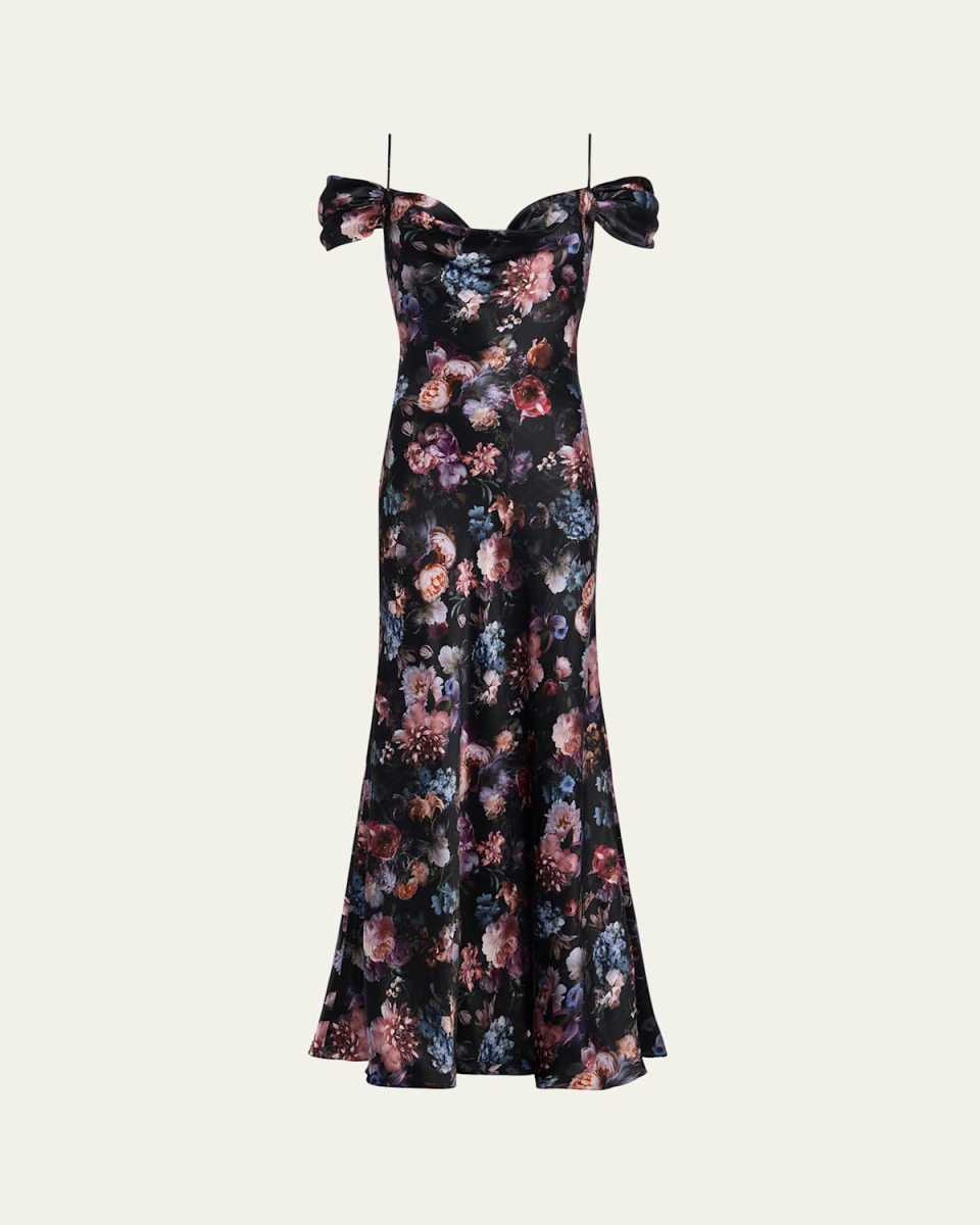 Kenna Floral Cowl-Neck Dress
